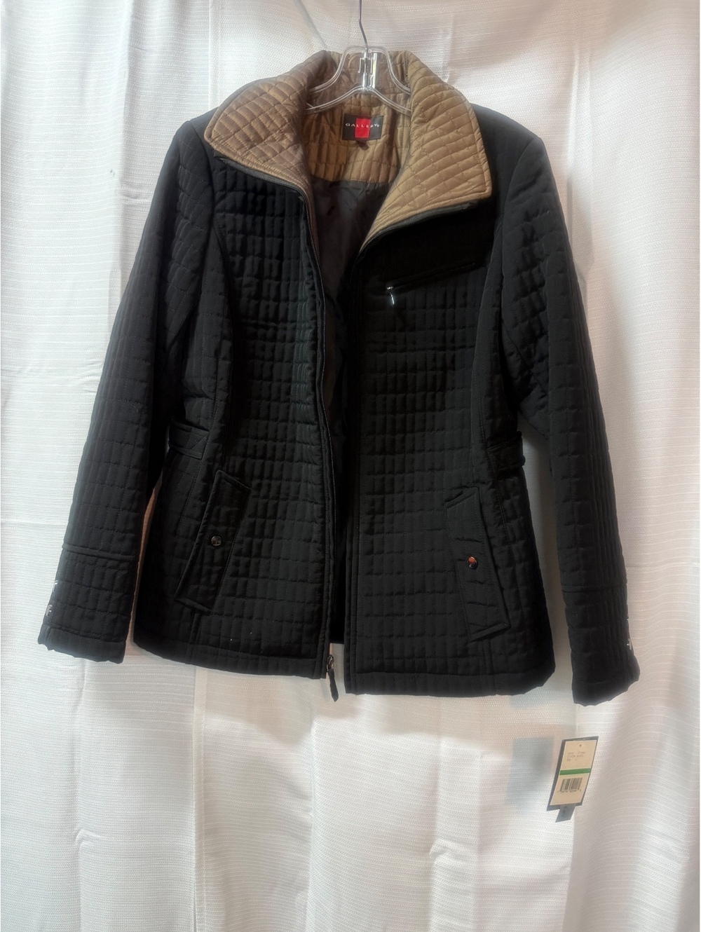 Gallery Women's Quilted Black Polyester Jacket Size L